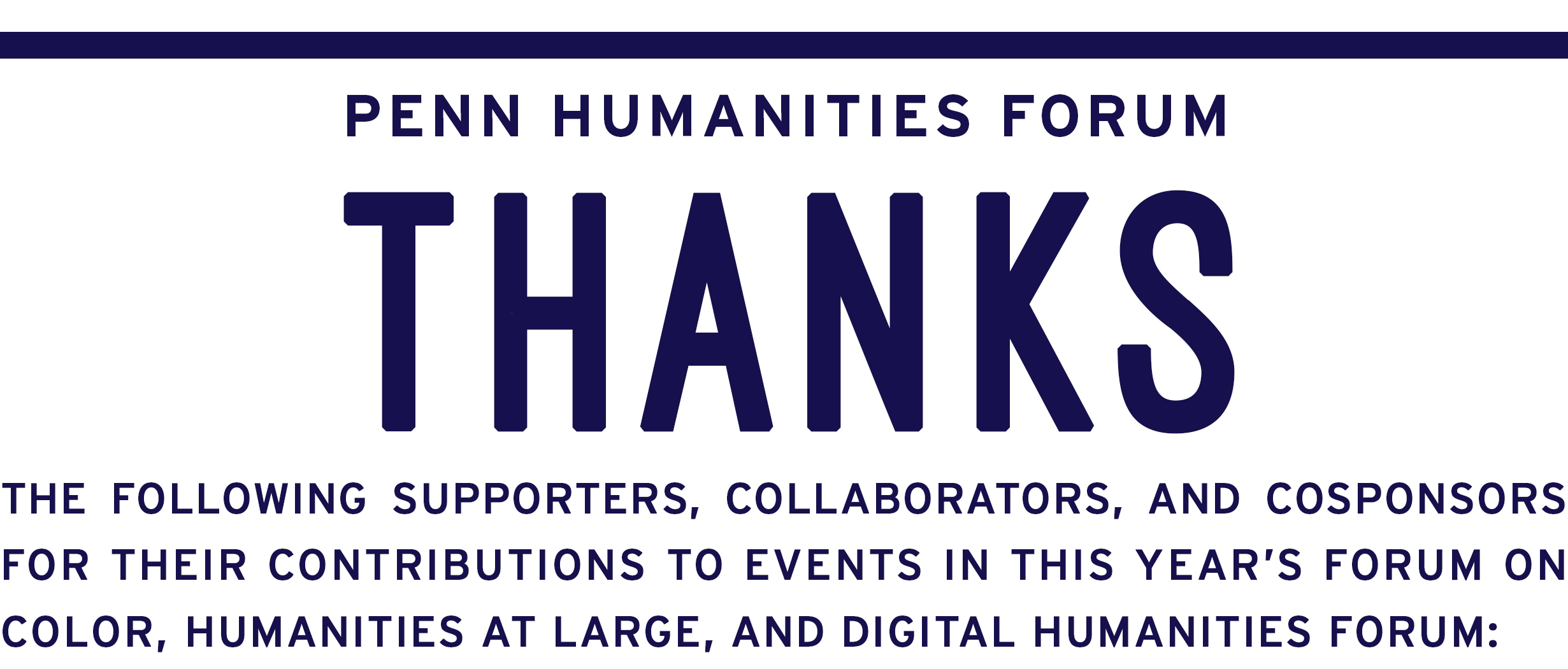 Penn Humanities Forum THANKS